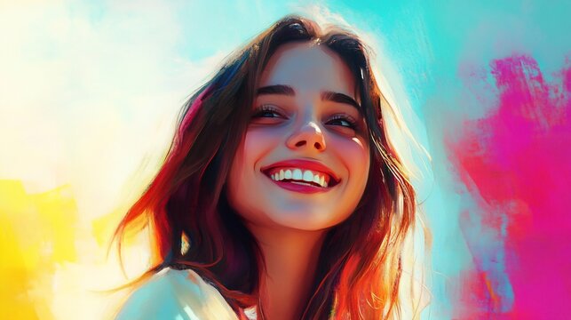 Portrait of a young woman with a contagious smile inspiring joy and positivity