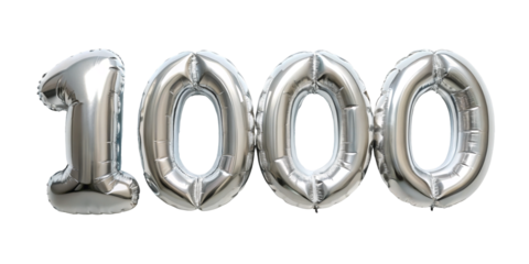 balloon number 1000 PNG, transparent background