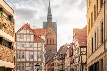 Hannover Altstadt mit der Marktkirche und Fachwerkgebäuden