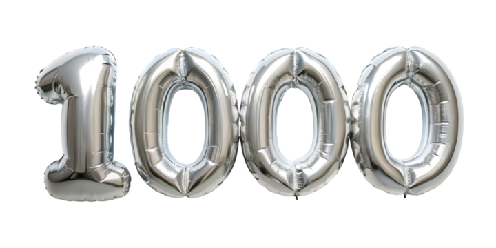 balloon number 1000 PNG, transparent background