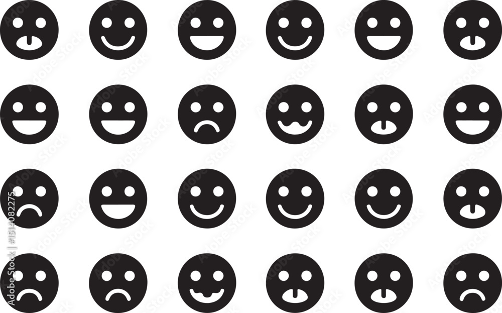 Poster feedback faces emoticon set rating satisfaction scale icons for customer surveys and user experience