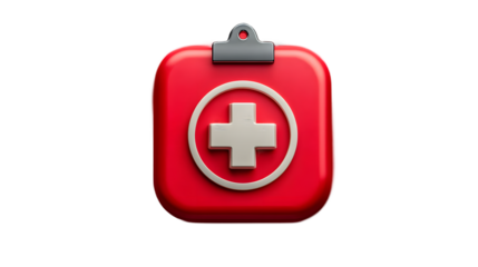 Red First Aid Kit Icon 3D Render Medical Healthcare App Symbol