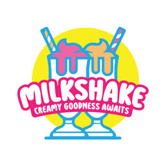 Simple Milkshake Logo Design with Colorful.eps
