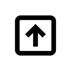 Black vector icon of an upward arrow inside a rounded square, symbolizing upload or upward direction. 