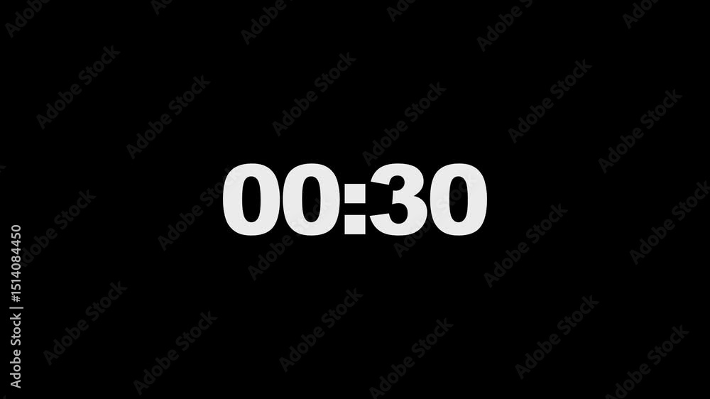Poster countdown video from 1s to 35s timer countdown with black color background. the countdown start 1s a
