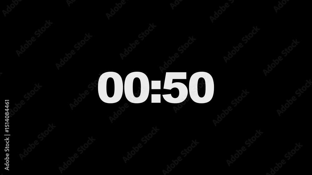 Poster countdown 1s to 55s timer countdown with black color background. count number start 1s.