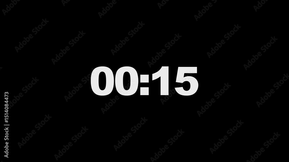 Poster countdown video from 1s to 20s timer countdown with black color background. count number color is wh