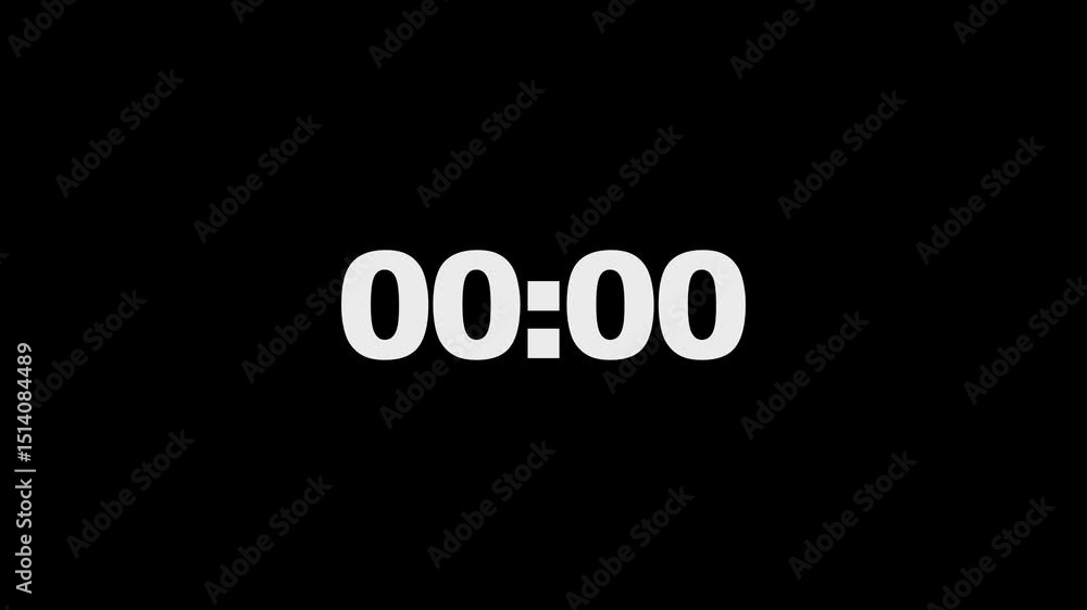 Poster countdown video from 1s to 5s timer countdown with black color background with white color count num