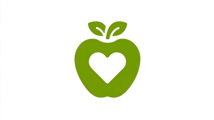 Fototapeta premium Green Apple with Heart Cutout Symbol of Health Wellness and Love in a Minimalist Design