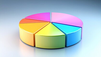 Obraz premium Pastel Color 3D Pie Chart on Light Gray Background
