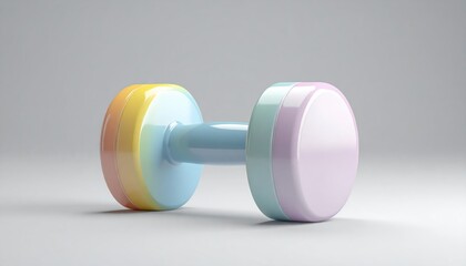 Pastel Dumbbell on Light Gray Background: Fitness, Exercise, and Wellness Concept