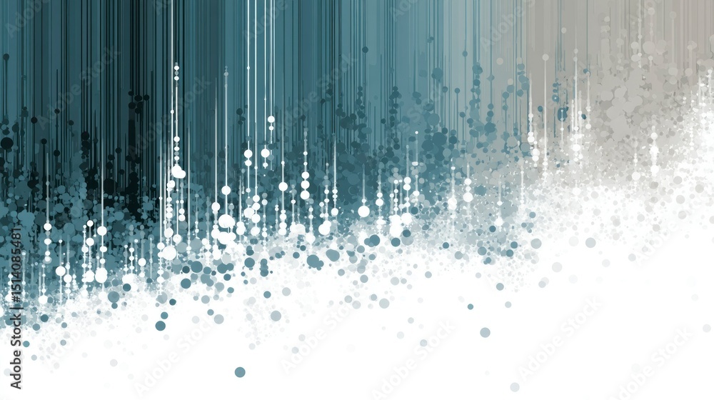 Poster abstract teal and white particle background with vertical lines for modern design projects