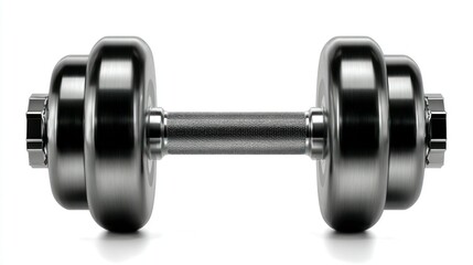 Naklejka premium HighQuality Metallic Dumbbell Isolated on White Background for Fitness and Strength Training C