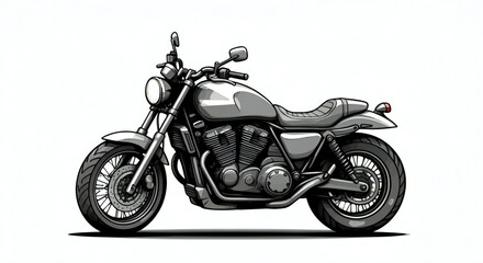 Detailed illustration of a classic motorcycle