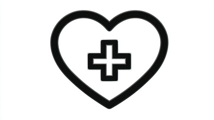 Obraz premium Heart with Medical Cross Symbolizing Healthcare and Love in a Minimalist Design