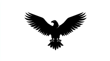 Fototapeta premium Silhouette of a majestic bird in flight with outstretched wings perfect for logos emblems an