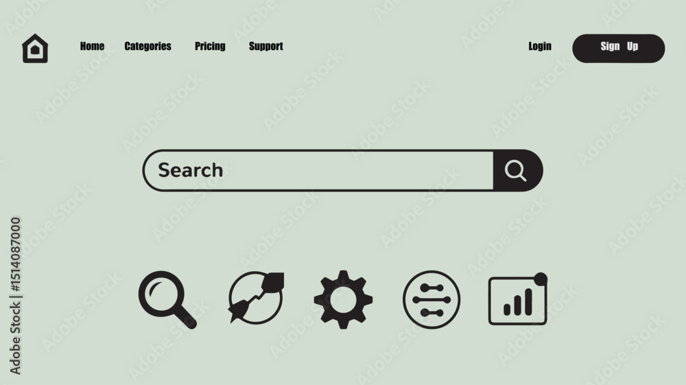 Poster a collection of search bar designs on a gray background for user interface development