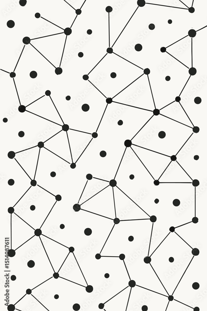 Poster vector abstract network connections. geometric pattern with black dots and lines creating a modern t