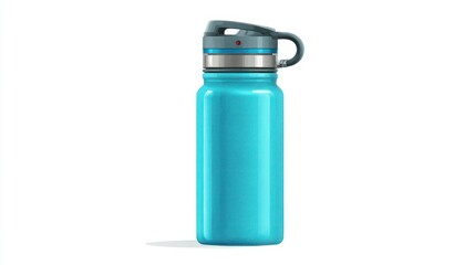 Turquoise Insulated Water Bottle with Flip Lid and Carabiner Ideal for Outdoor Activities and