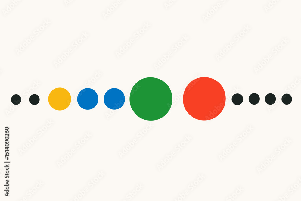 Poster colorful abstract circle and dot sequence. modern minimalist geometric design elements in a linear r