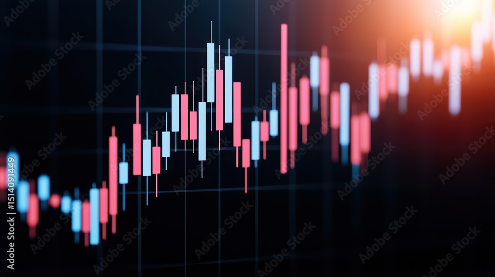 Poster modern financial chart with candlestick patterns representing market trends and price fluctuations i