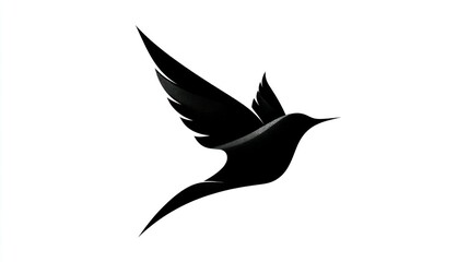 Fototapeta premium Stylized Silhouette of a Bird in Flight Black and White Design Abstract Artwork for Logos Br