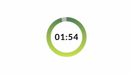 Two minute countdown animation with alpha channel, Two minutes circle countdown timer on a transparent background, 2 minute countdown video