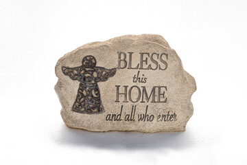 A decorative stone plaque with 