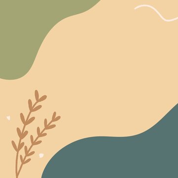 Abstract landscape in curved shandes with dotted light and brown leaf.