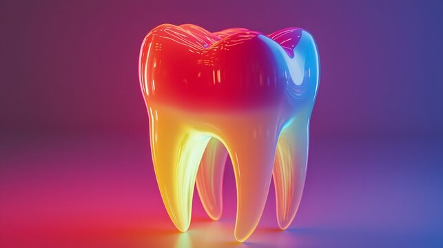 Tooth with a vibrant gradient showcasing a modern and artistic approach to dental imagery