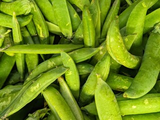Fresh raw green beans, background