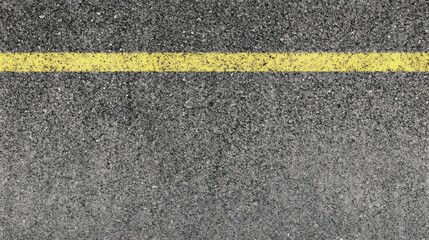 Close-up of asphalt road surface with yellow line for traffic guidance concept