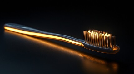 Toothbrush with a subtle glowing outline highlighting its shape and form