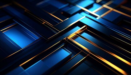 Obraz premium Abstract Blue and Gold Geometric Pattern