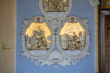 Old Abandoned Palace in Branice with Blue Chapel Interior, Poland