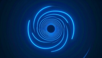 Obraz premium Blue Neon Spiral Tunnel