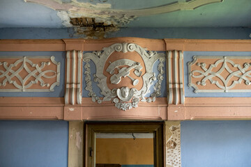 Old Abandoned Palace in Branice with Blue Chapel Interior, Poland