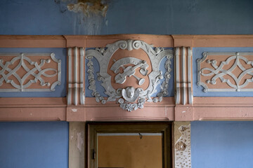 Old Abandoned Palace in Branice with Blue Chapel Interior, Poland