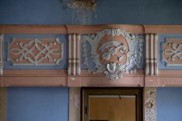 Old Abandoned Palace in Branice with Blue Chapel Interior, Poland