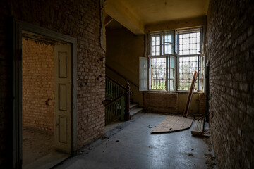 Old Abandoned Palace in Branice with Blue Chapel Interior, Poland
