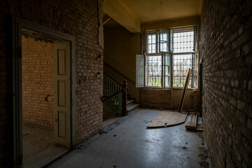 Old Abandoned Palace in Branice with Blue Chapel Interior, Poland