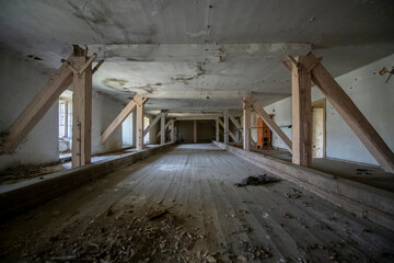 Old Abandoned Palace in Branice with Blue Chapel Interior, Poland