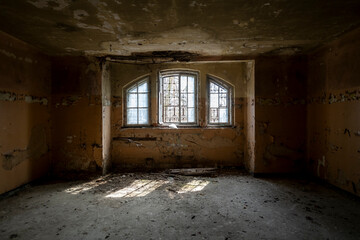 Old Abandoned Palace in Branice with Blue Chapel Interior, Poland