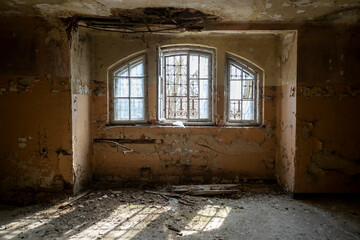 Old Abandoned Palace in Branice with Blue Chapel Interior, Poland