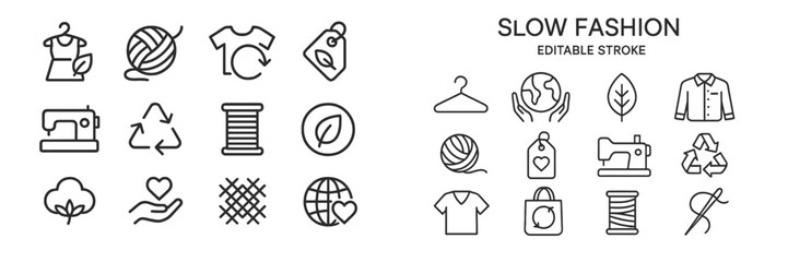 Creative icons symbolizing slow fashion principles focused on sustainability and ethical practices in apparel production