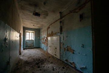 Old Abandoned Palace in Branice with Blue Chapel Interior, Poland