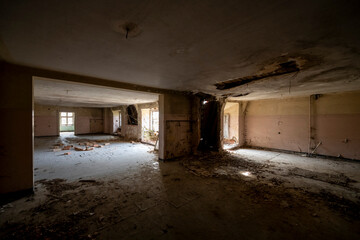 Old Abandoned Palace in Branice with Blue Chapel Interior, Poland