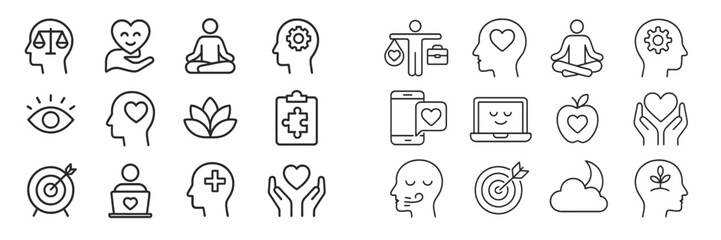 Symbols of health, wellness, and balance representing emotional and physical well-being in a modern design