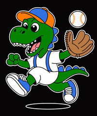 Funny Baseball Dinosaur Boy Player Sport Love T-Rex
