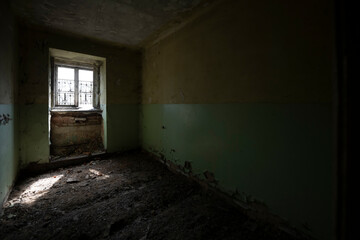 Old Abandoned Palace in Branice with Blue Chapel Interior, Poland